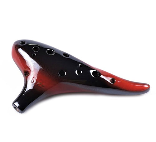 QLOUNI Fengya Twelve Hole Smoked Ocarina, 12 Hole Horse