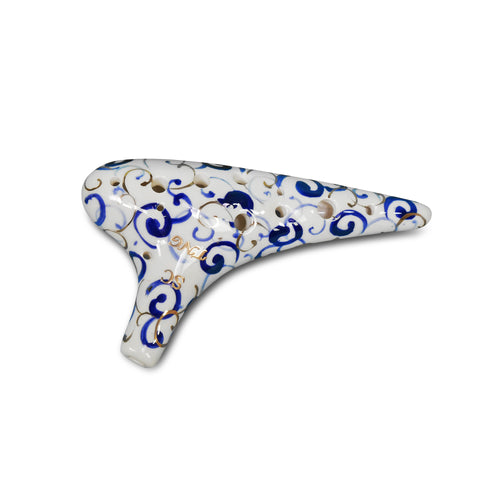 12 Hole Blue and White Porcelain Soprano Ocarina in C Major