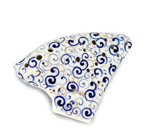 Blue and White Porcelain Tenor Triple Ocarina