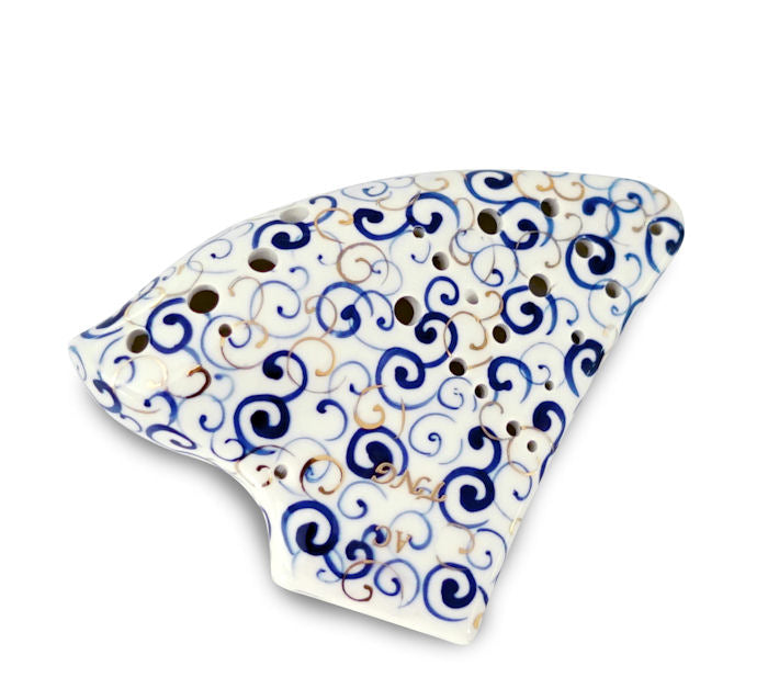 Blue and White Porcelain Tenor Triple Ocarina