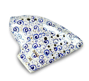 Blue and White Porcelain Triple  Bass Ocarina