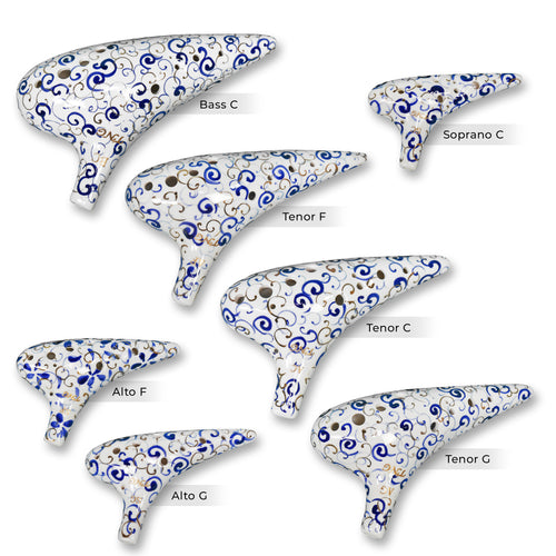 12 Hole Blue and White Porcelain Ocarina Set For Professional Musicians