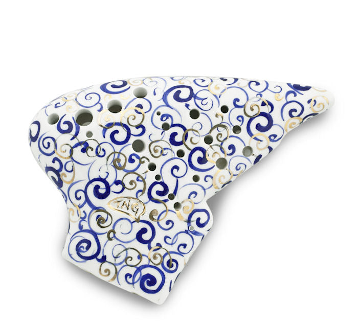 Blue and White Porcelain Quadruple Ocarina – STL Ocarina